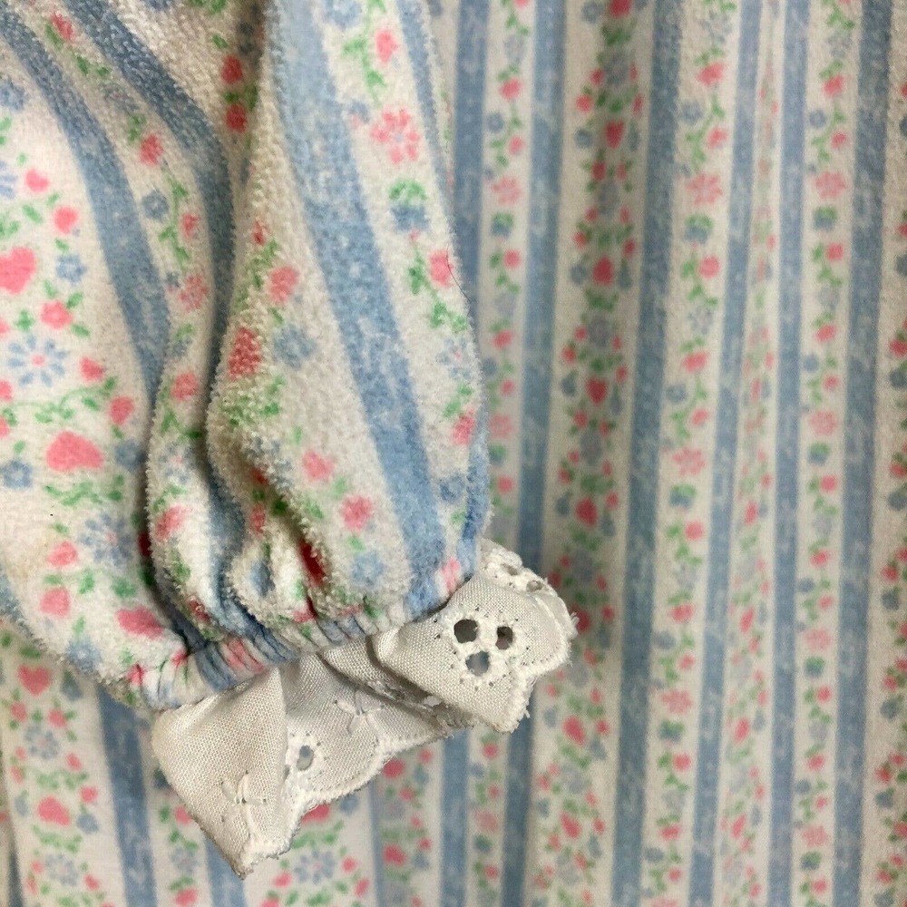 Lanz Of Salzburg Nightgown Girls M 7/8 Blue Floral Stripe Flannel - Picture 7 of 9